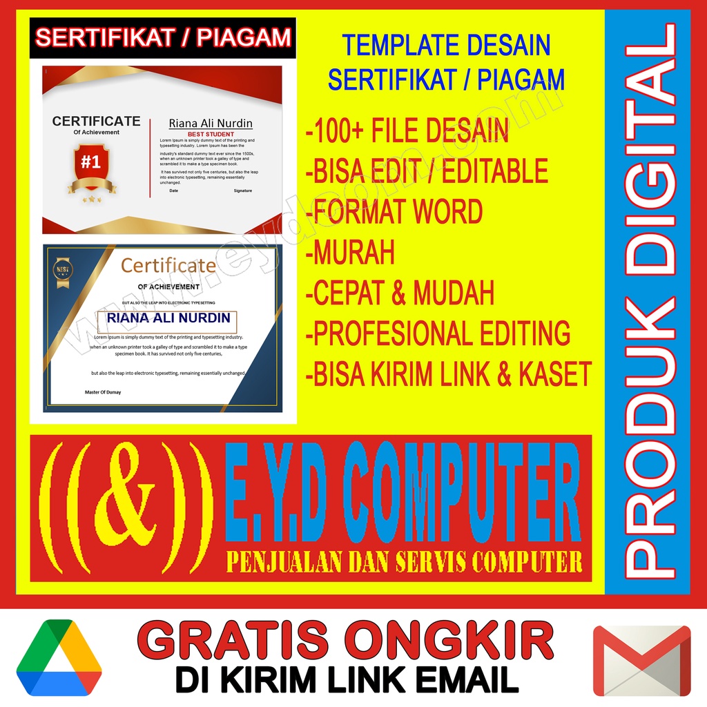 DESAIN SERTIFIKAT PIAGAM KOLEKSI TEMPLATE DESIGN GRAFIS CERTIFICATE USAHA PERCETAKAN WORD PRODUK DIG