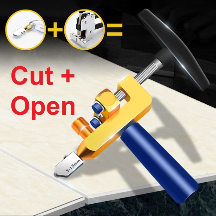 2 In 1 Alat Pemotong Kaca Keramik Ubin Glass Cutter Manual Multifungsi #Original