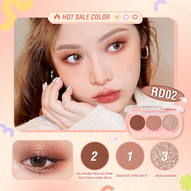 Pinkflash Pinkgame 3 Colors Eyeshadow Palette Glitter High Pigment