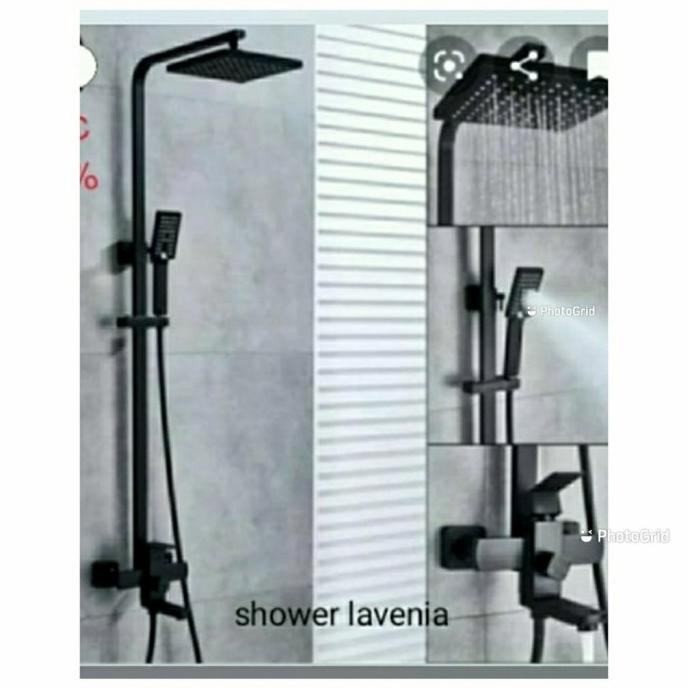 Shower Tiang Panas Dingin Hitam Stainless Lavenia