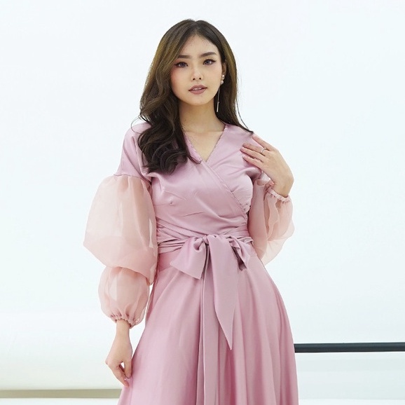 Atasan Organza Lengan Balon Cendana Blouse  Top Wanita