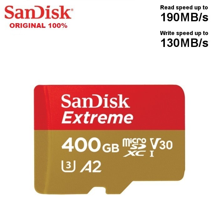 Extreme  Sandisk Micro SD SDXC 400GB Extreme 190 MB/s 4K 400 GB Memory Card HP
