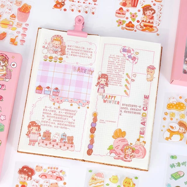 stiker Momo motif kartun Korea 100 pcs Gift Box stiker anti air