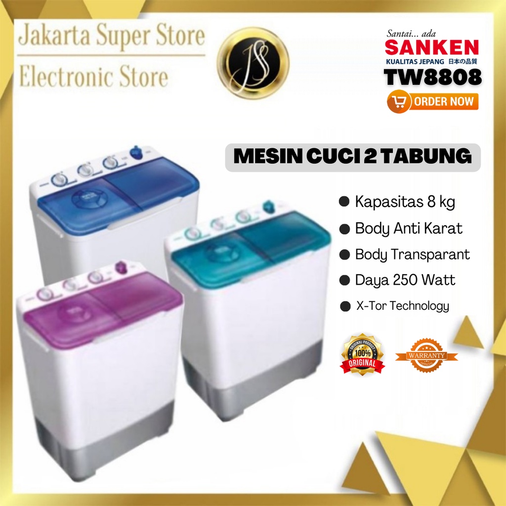 SANKEN MESIN CUCI 2 TABUNG 7 KG TW 8808 FVL
