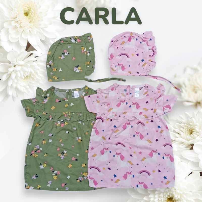 3-24 bulan CARLA DRESS BONET dress baby dress bayi baju anak baju bayi