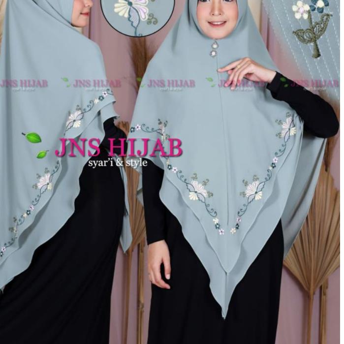 Kekinian ナ namira BORDIR/khimar bordir/hijab syari 2 layer/jilbab ori JNS