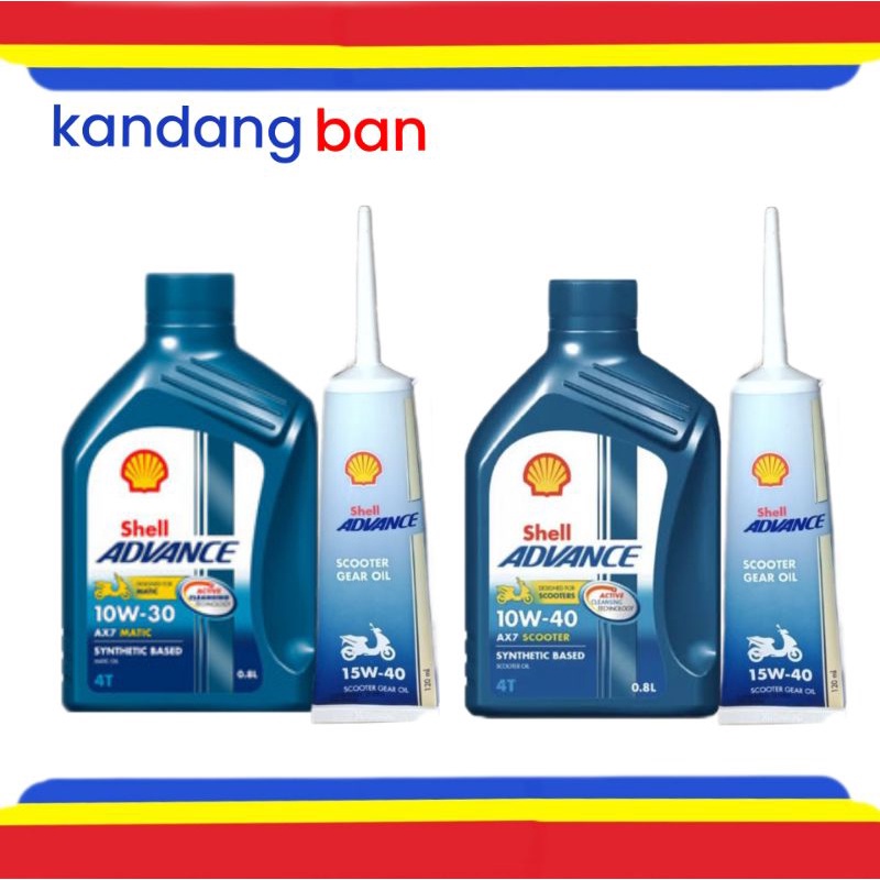 PAKET OLI SHELL ADVANCE AX7 MATIC 800 ML (10-30 + OLI GEAR) (10-40 + OLI GEAR) 100% ORIGINAL