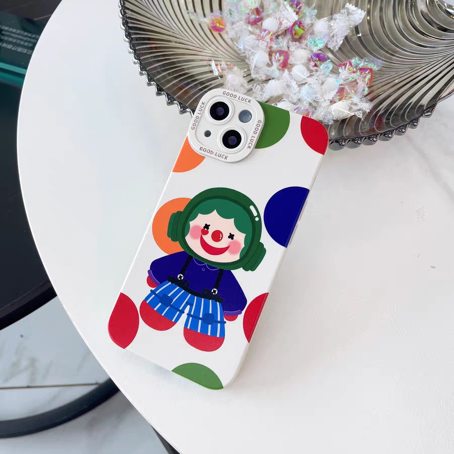 IPHONE Ins Motif Badut Cocok Untuk Iphone14 14pro 14Plus 14prm Iphone13 13pro 13prm Iphone11 7Plus 8Plus Xr XS 12 Pro Max Empat Sudut Casing Ponsel Tahan Guncangan