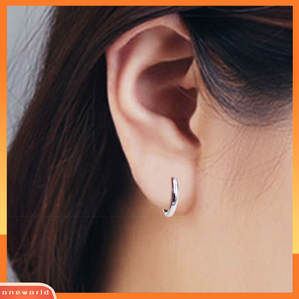[WONE] 1pc Unisex Anting Hoop All-match Perhiasan Aksesori Tindik Bulat Anting Sederhana Untuk Belanja