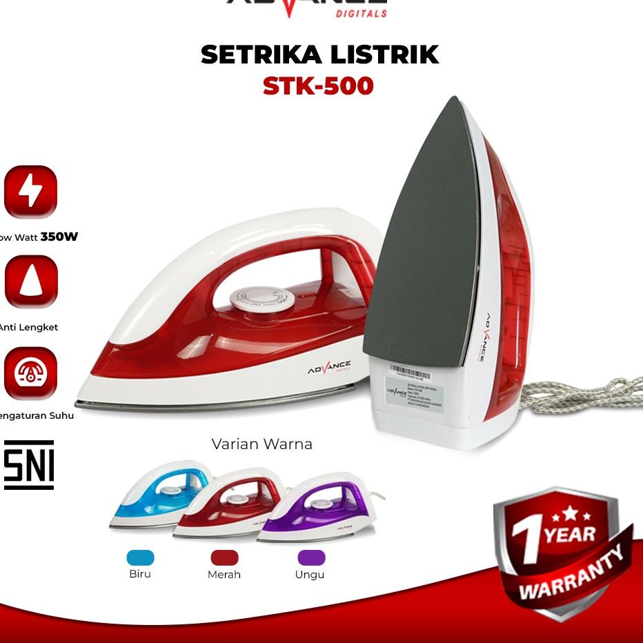 Ready Terbatas Advance Digitals Setrika Listrik Anti Lengket STK-500 Hemat Listrik 350 Watt I Garansi Resmi 1 Tahun