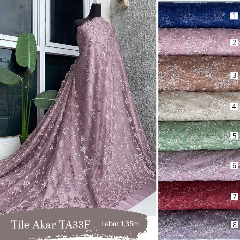 (TERLARIS) KAIN TILE AKAR BUNGA MUTIARA MEWAH PER SETENGAH METER