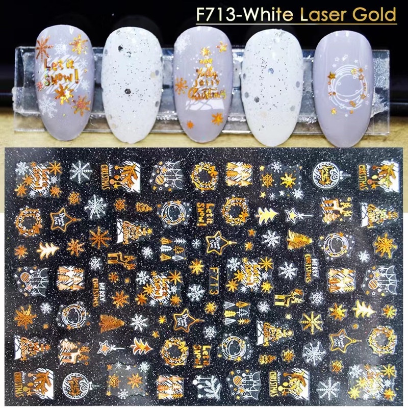 GOLD SILVER CHRISTMAS STICKER / STIKER KUKU NATAL SANTA SNOW SALJU PREMIUM QUALITY