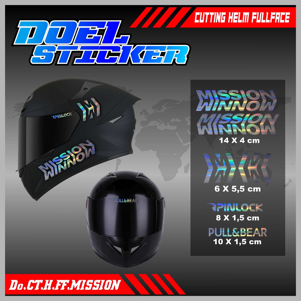 Sticker Cutting Helm Full Face Hologram MISSION Doel