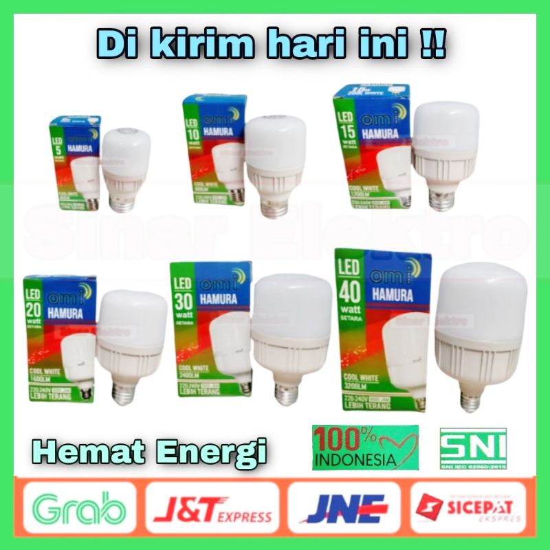 Lampu LED Jumbo Tabung Omi 5w,10w,15w,20w,30w,40w / Lampu Putih Terang Hemat Energi / Steker