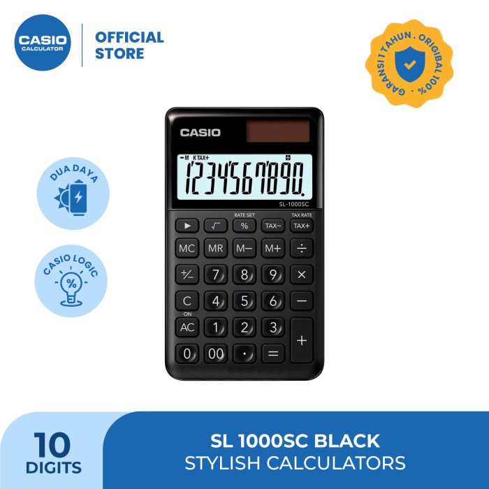 

TERJAMIN CASIO Colorful Calculator SL-1000SC-Black