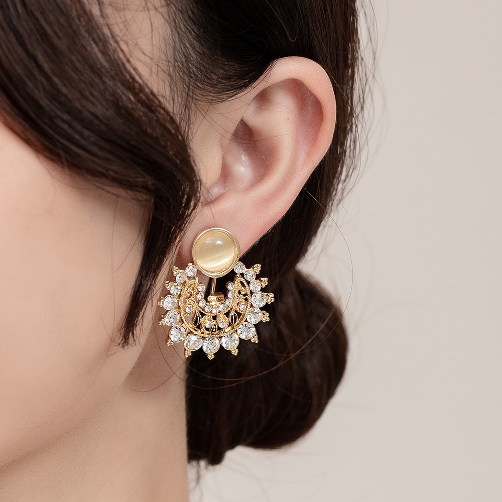 Opal Melubangi Berlian Berlian Angin Dingin High-end Niche Earrings