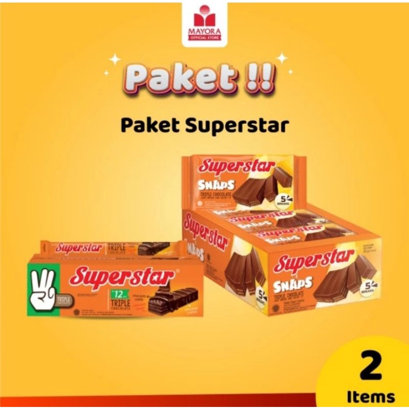 

paket wafer coklat superstar dan superstar snap snaps