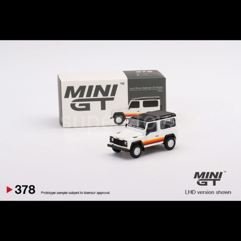 Diecast MiniGT 378 Land Rover Defender 90 Wagon - White