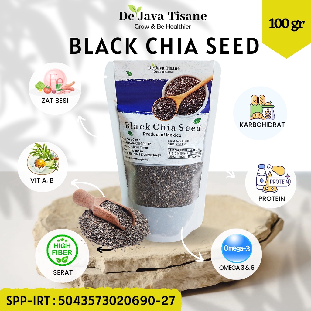 

Organic Black Chia Seed Mexico Superfood 100 gram Chia Hitam Organik