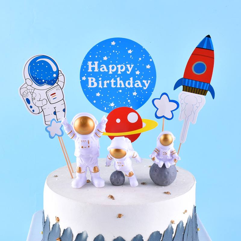 CAKE TOPPER 1 SET TEMA ASTRONOT LUAR ANGKASA DEKORASI CAKE ULANG TAHUN