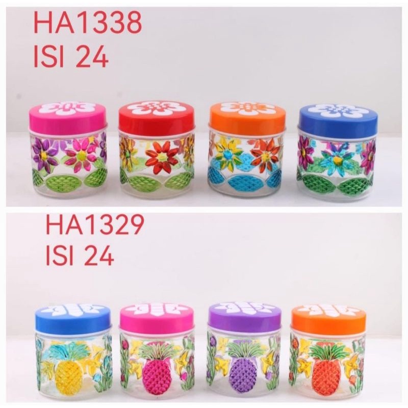 Toples Kaca Set Motif Bunga Snack Cantik / Toples Kue Kering Lebaran