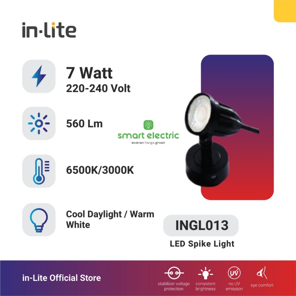 INLITE Lampu Sorot Taman Tempel 7 Watt LED Spike Light INGL013 Bagus
