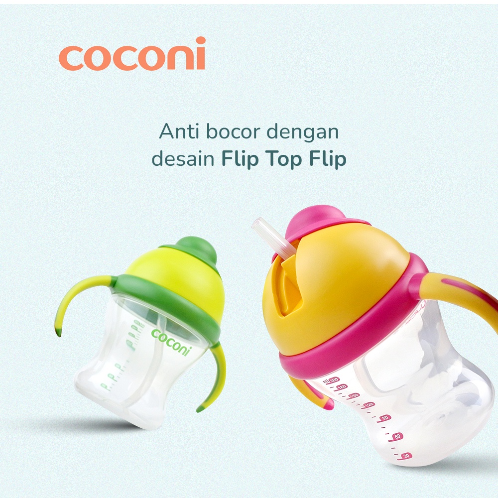 Coconi Sippy Straw Bottle 200ml / Botol Minum Sedotan Anak Bayi PP