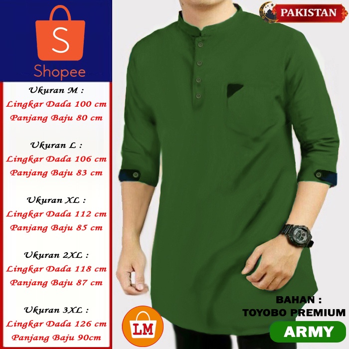 Baju Koko Pria Muslim QURTA PAKISTAN TOYOBO Premium JUMBO BIG SIZE Ukuran M-XXXL / 23448 23450 23452 23454 23457
