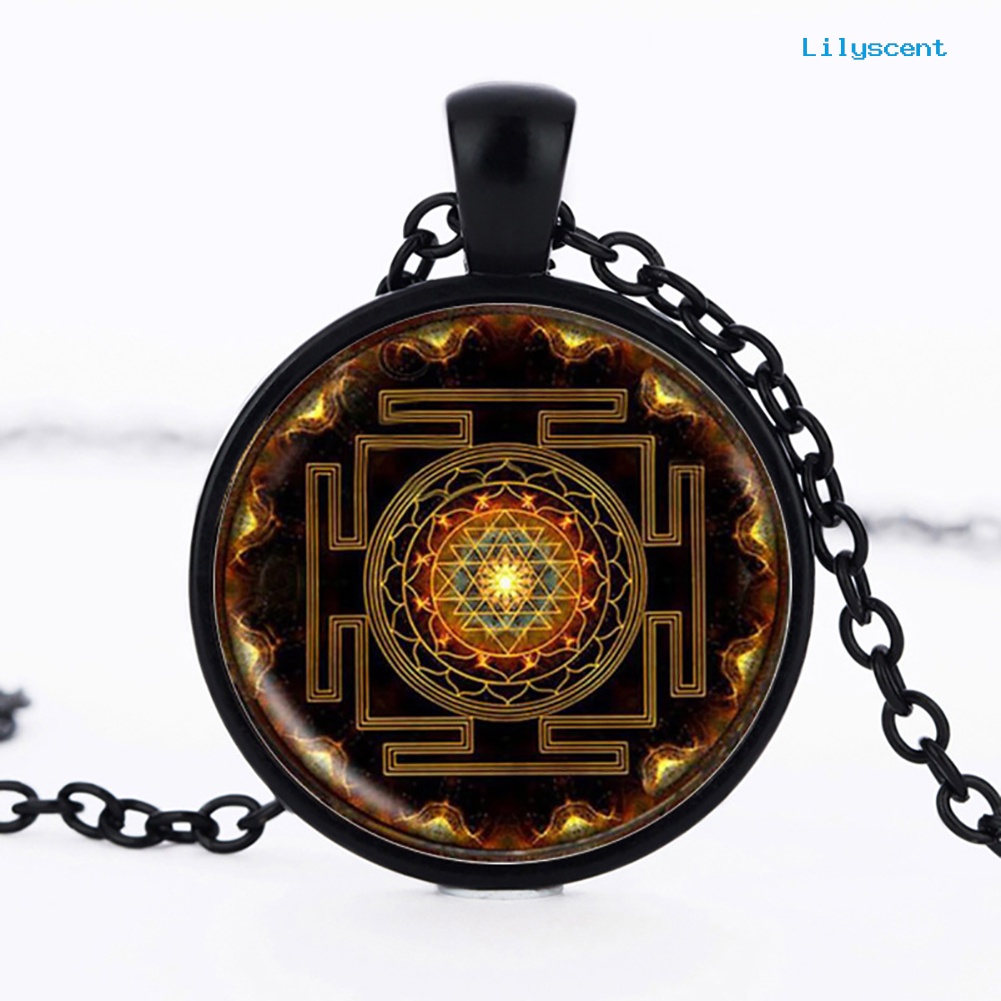 [LS] Mandala Kubah Kaca Liontin Kalung Fashion Budha Perhiasan Geometri Suci