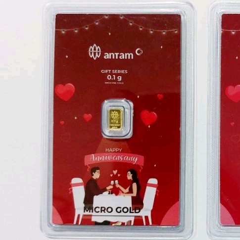 EmasKITA EMAS 0.1 GRAM KADO HARI JADI HADIAH UCAPAN HAPPY ANNIVERSARY MICRO GOLD 0,1 ANTAM HARTADINA