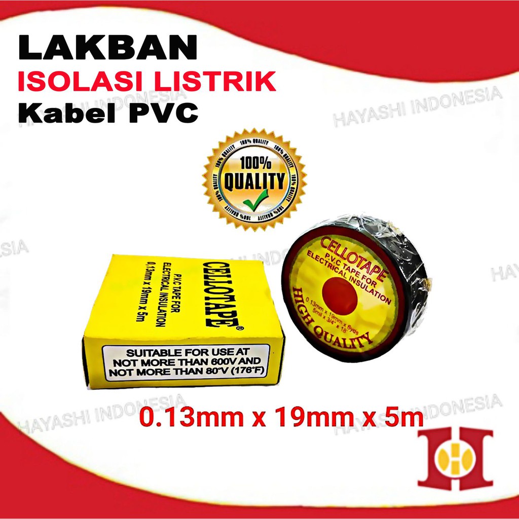 Isolasi Listrik Lakban Kabel PVC Tape Hitam Asli Original Termurah-10pcs