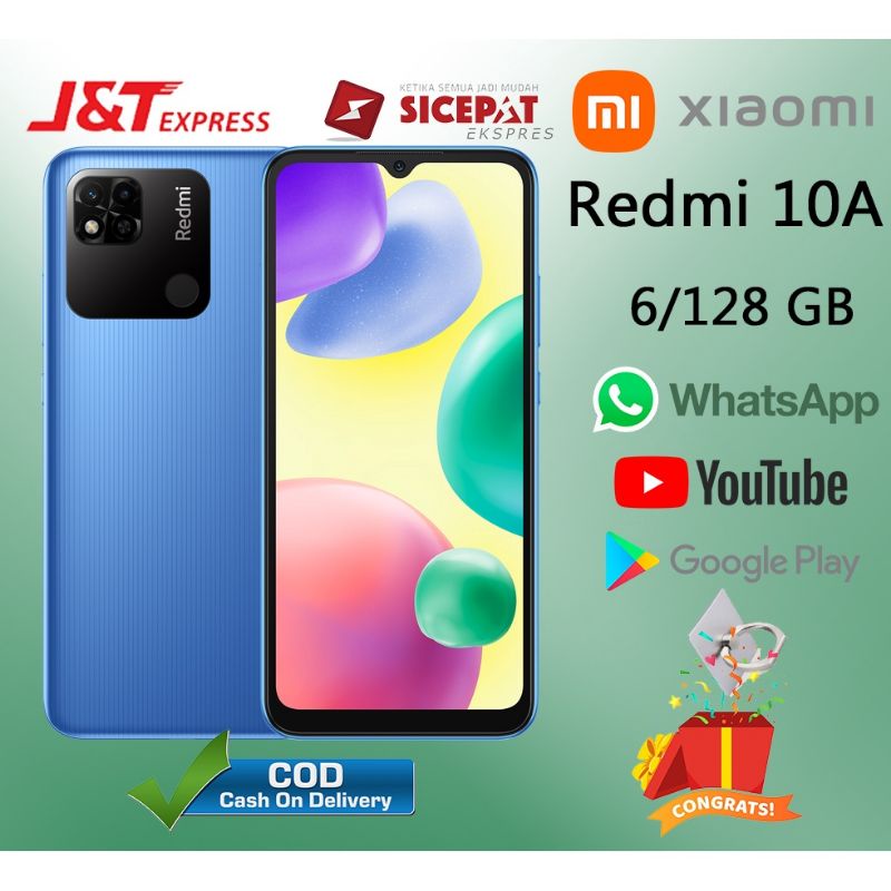 HP Xiaomi Redmi 10A Ram 6/128GB Smartphone 4G LET 6.53 inches Dual SIM