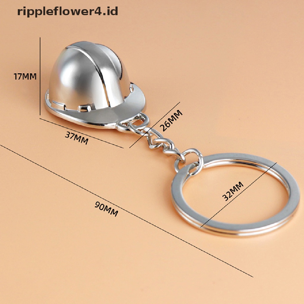 {rippleflower4.id} Topi Keras Logam Simulasi Mini Gantungan Kunci Keyring Liburan Kreatif Perhiasan Hadiah~