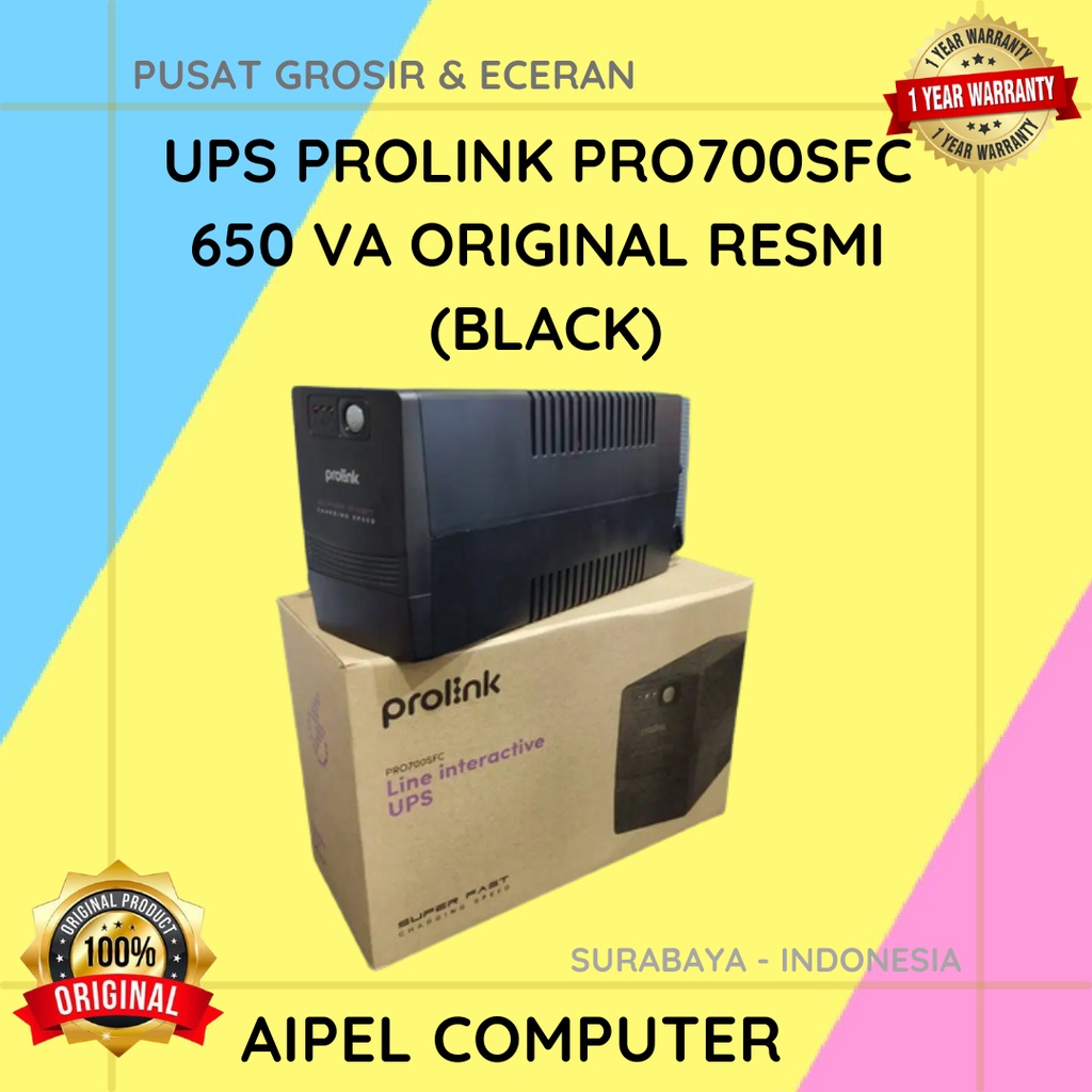 PRO700 | UPS PROLINK PRO700SFC 650 VA ORIGINAL RESMI (BLACK)