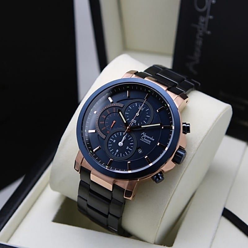 JAM TANGAN PRIA ALEXANDRE CHRISTIE AC 6350 BIRU ROSEGOLD AC 6350 ORIGINAL
