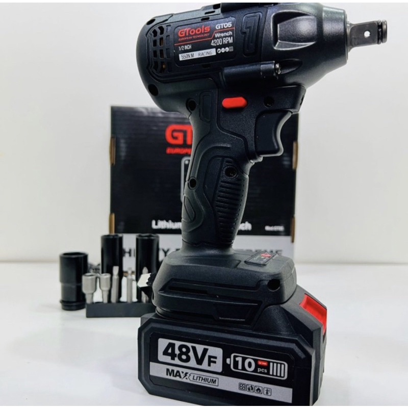 Mesin bor pembuka baut Impact wrench Gtools GT05  48S 1batrei 48v 550Nm bor pembuka baut cordless Brushless mantap terlaris