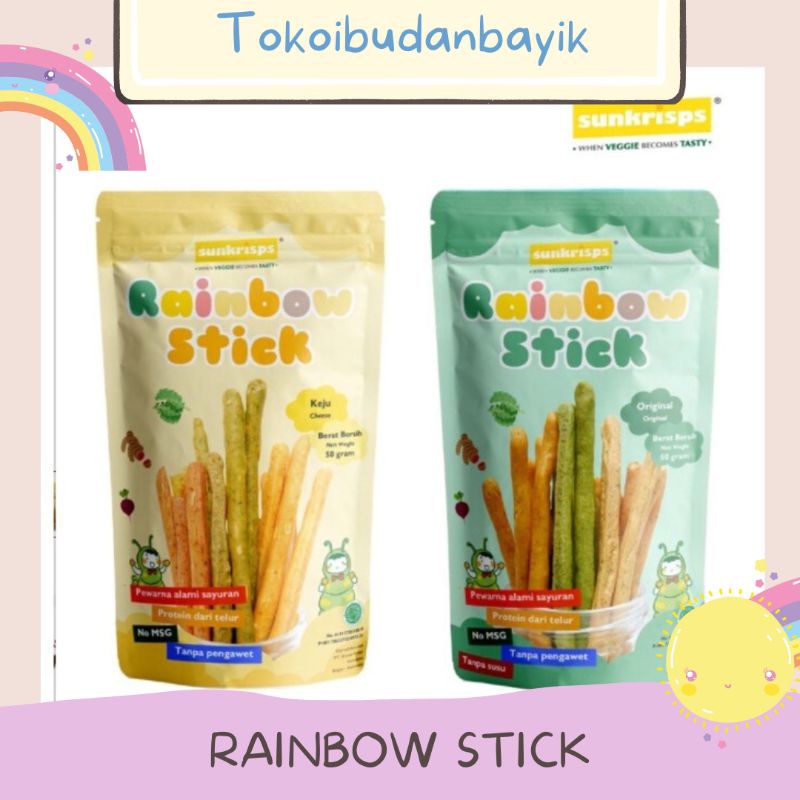 SUNKRIPS RAINBOW STICK/Snack anak/biskuit stik pelangi rasa sayuran/keju