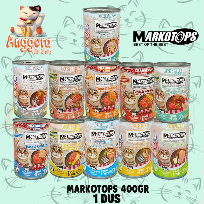 Markotops Kaleng 400gr Makanan Kucing Goat Milk 1DUS ( GRAB GOSEND )