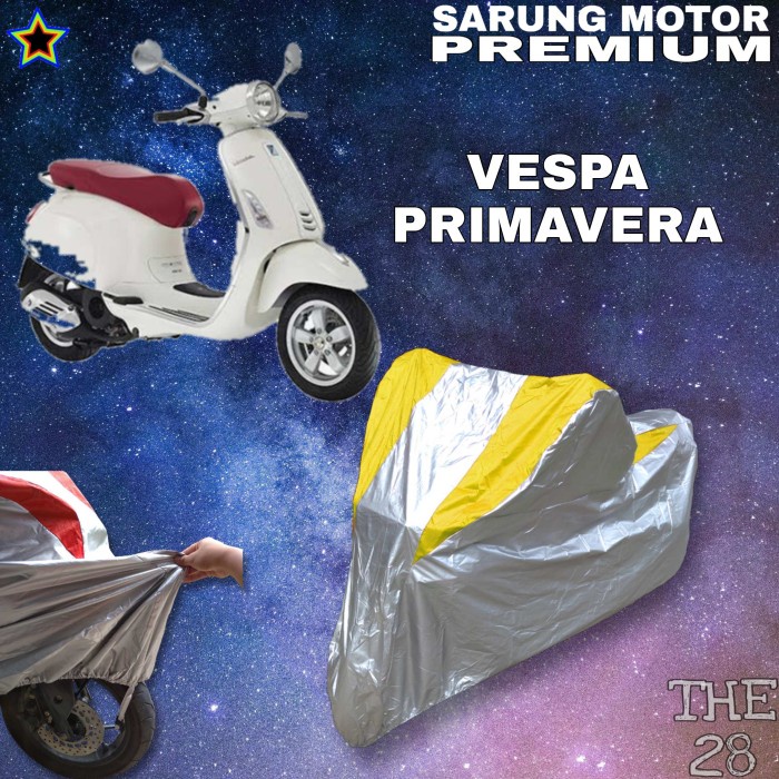 SARUNG MOTOR VESPA PRIMAVERA SILVER KUNING BODY COVER PENUTUP PREMIUM