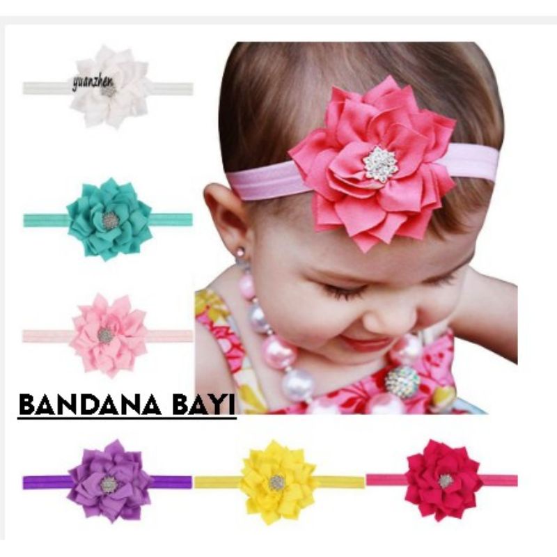 Bandana bayi bunga lotus / aksesoris rambut bando bayi merah