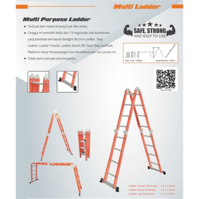 Tangga Lipat Multifungsi Blackfoot 3,47 meter / Tangga Lipat Almunium