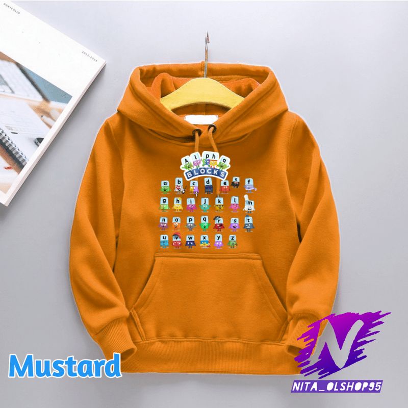 sweater hoodie anak alphabet block