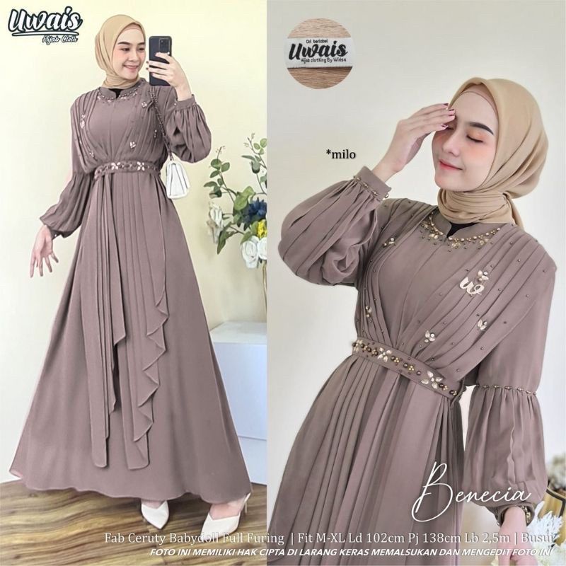 READY …!!!! fashion muslim pakaian muslim wanita  Benecia dress gamis ceruty babydoll aplikasi payet ready stok