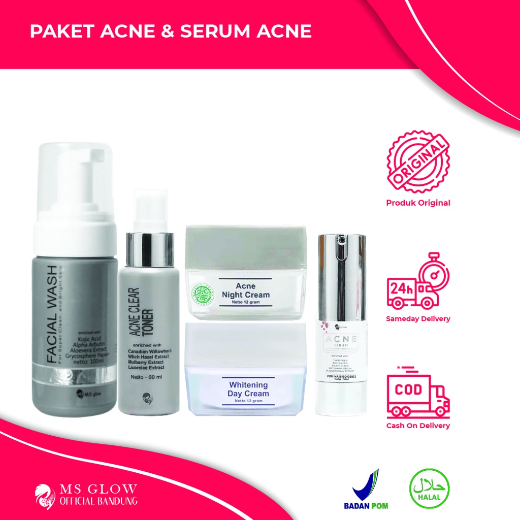 Paket Acne Serum Ms Glow Original Penghilang Jerawat Paket Wajah / Perawatan Wajah Termurah Premium