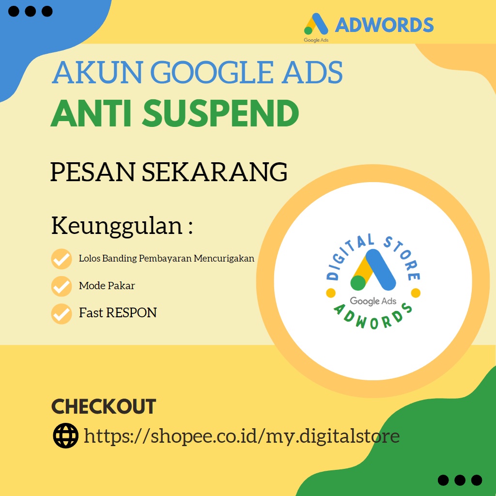 Akun Google ads / Adwords Lolos Banding Reactive