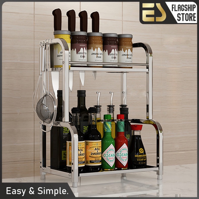 Bmn Es Rak Bumbu Stainless Steel Rak Dapur Stainless Rak Bumbu Serbaguna