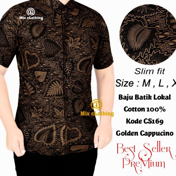 Paling Laris CBS 725 HEM KEMEJA BATIK PRIA SLIM FIT LENGAN PENDEK COLIN DION