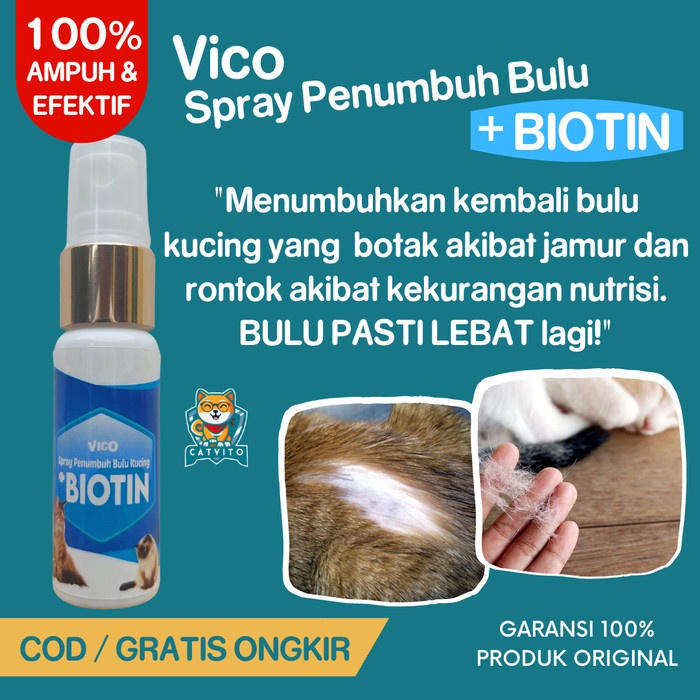 OBAT PENUMBUH BULU KUCING VICO BIOTIN SPRAY PELEBAT BULU RONTOK KITTEN