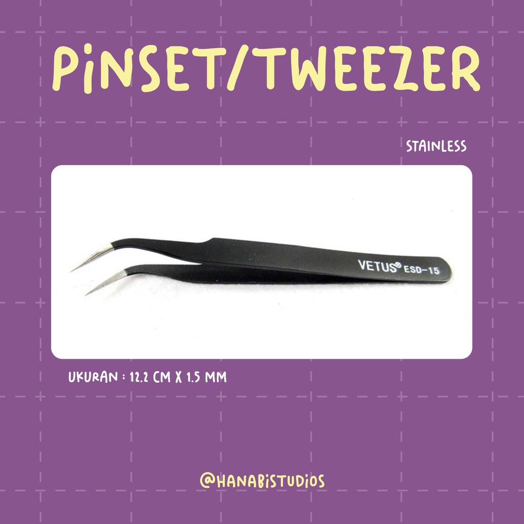 

PINSET VETUS STIKER JOURNALING BUJO DECO TWEEZER BENGKOK LURUS LANCIP ESD-15 ESD-10 COIL KAPAS