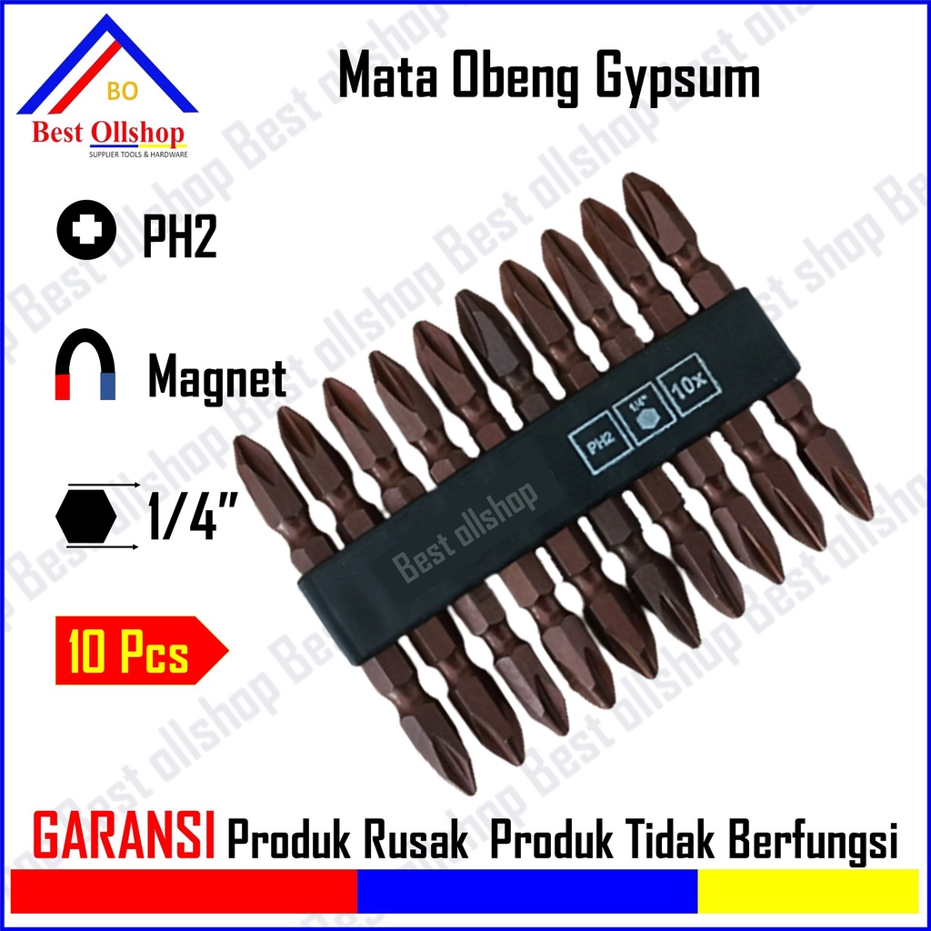 Screw Driver Bit Magnet Angin Gypsum 10 Pcs / Mata Obeng Magnetic Gypsum Dry Wall 1 Pack